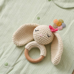 Crochet Bunny Toy Rattle Easter Gift Newborn Keepsake