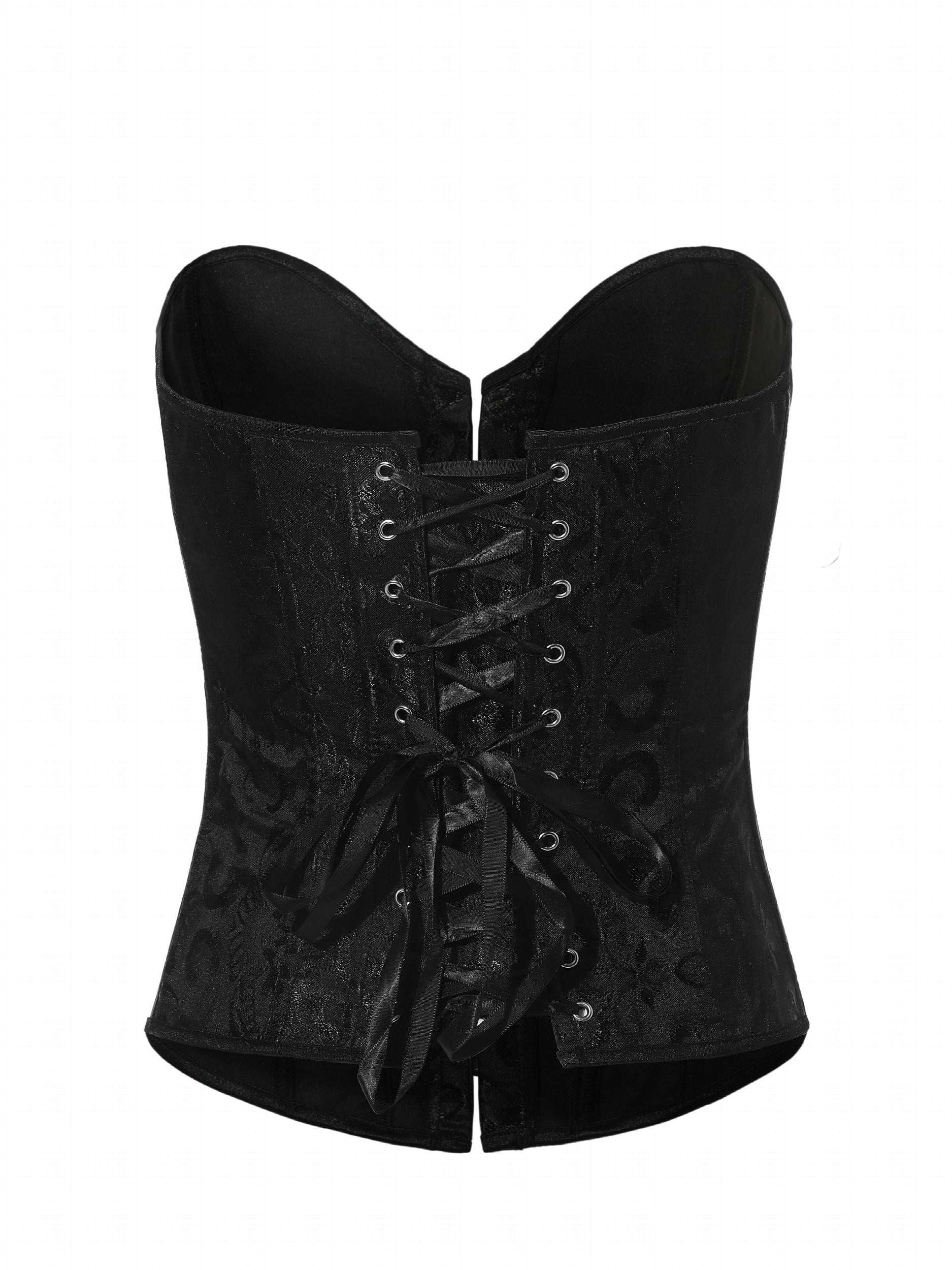 Jacquard Strapless Corset Bustier Tummy Control Lace Up Slimmer Body Shaper