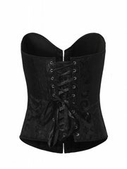 Jacquard Strapless Corset Bustier Tummy Control Lace Up Slimmer Body Shaper