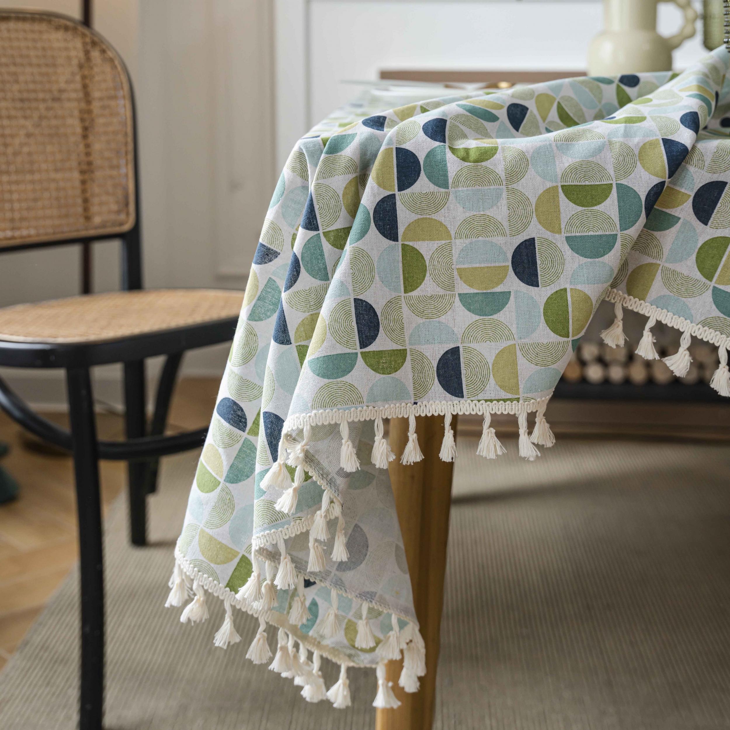 Boho Beige Tablecloth - Wrinkle Resistant & Washable