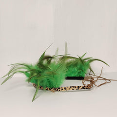 Adjustable Feather Headband with Leopard Print Belt Ethnic Style