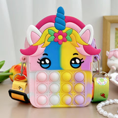 Unicorn Messenger Bag Coin Purse & Fidget Toy Combo for Kids
