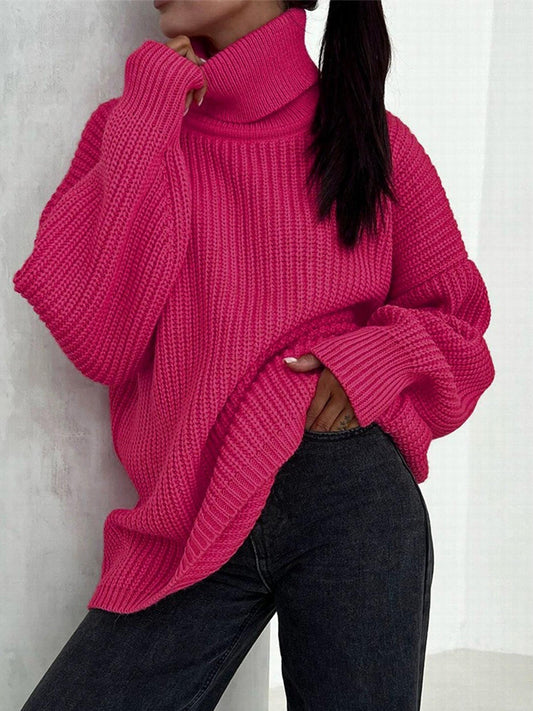  Solid Long Sleeve Turtleneck Sweater