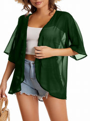  Plain Half Sleeve Sheer Cover Up