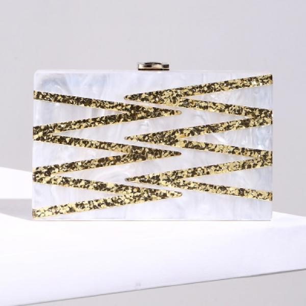 Nude Glitter Envelope Mini Acrylic Clutch Crossbody Bag