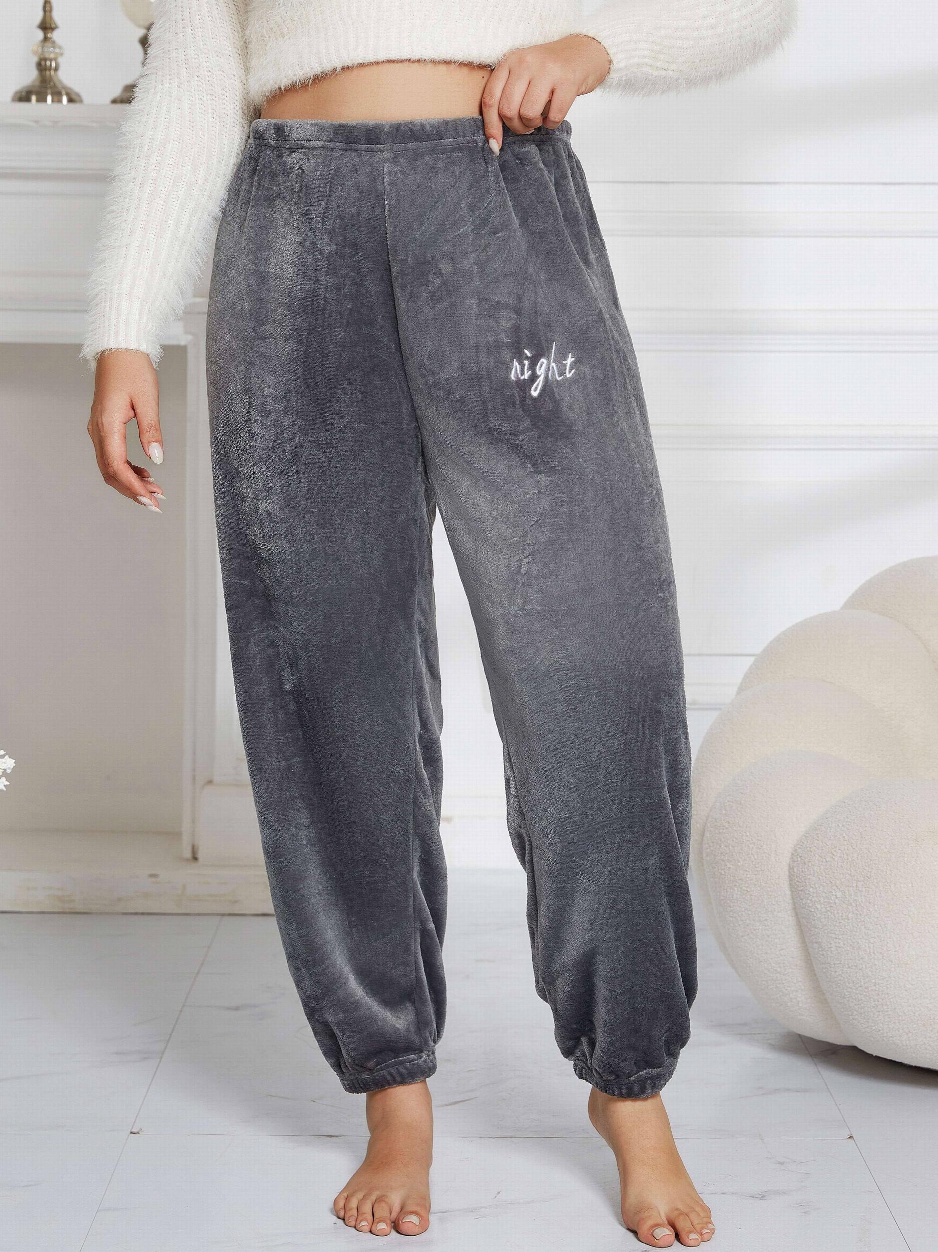 Women's Plus Size Embroidered Flannel Joggers