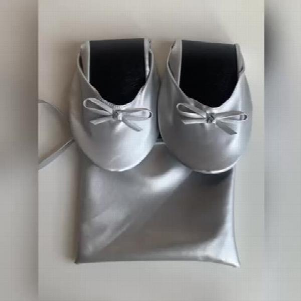 Women's Rollable Ballet Flats Soft Sole Wedding Shoes + Bag