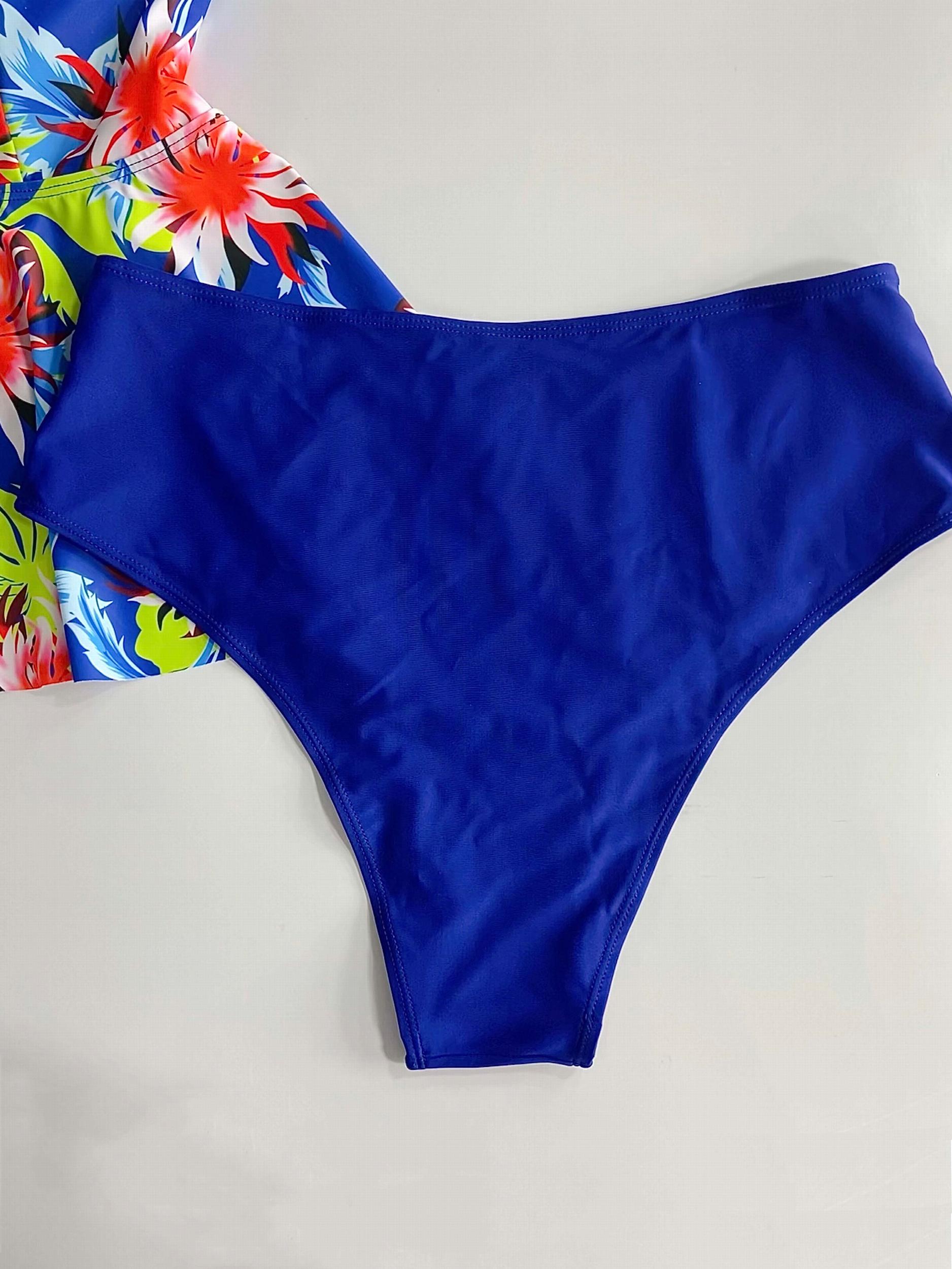 Plus Size Boho Tankini Set V Neck Criss Cross Cami Top & Panty Swimsuit