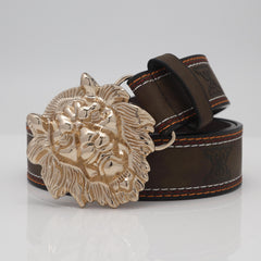 Men's Lion Head Buckle Belt Outdoor Party Holiday