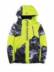 Men's Hooded Windproof Ski Jacket with Zip Pockets