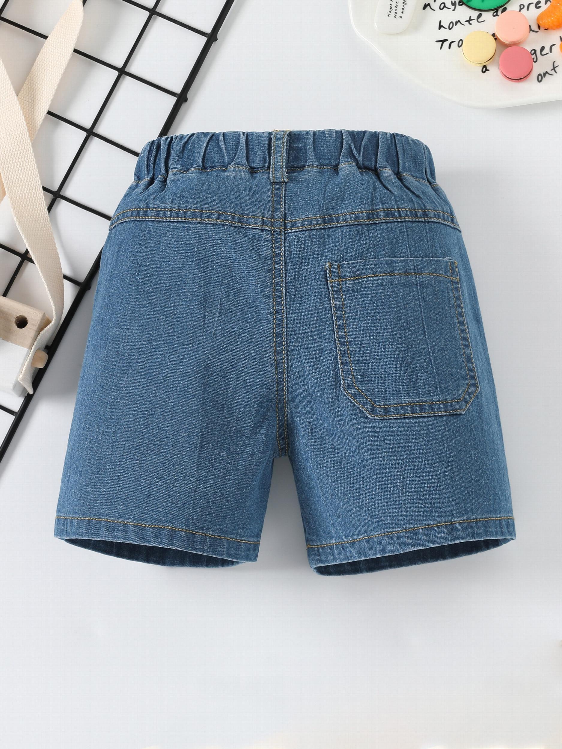 Boys Summer Denim Shorts Elastic Waist Casual Stretch