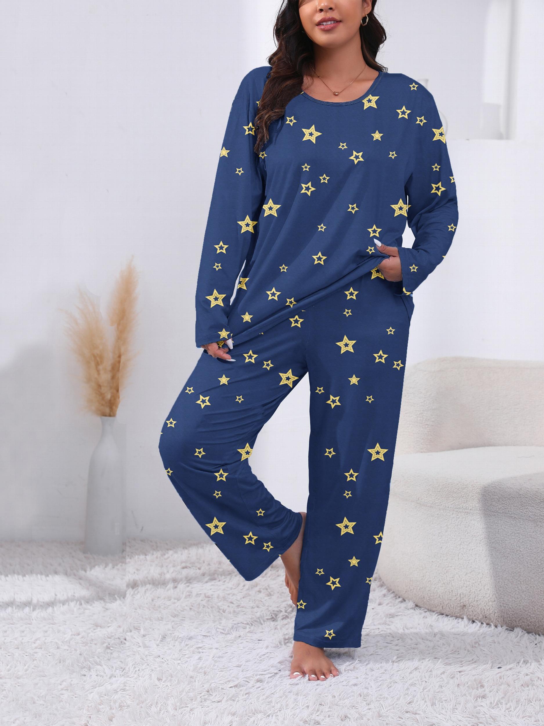  Allover Star Print Tee & Pants Pajama Set