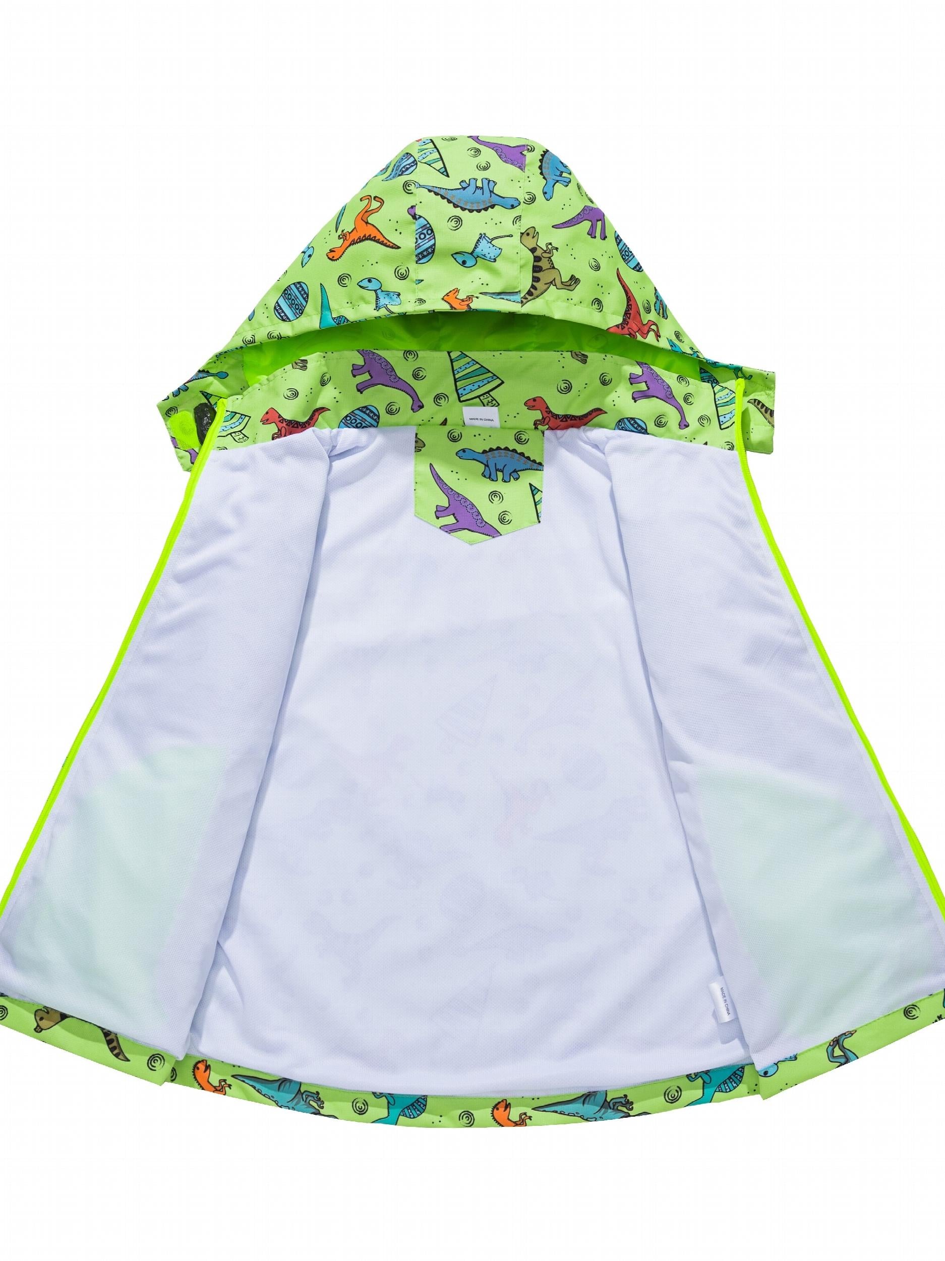 Boys Dinosaur Raincoat Jacket with Removable Hood