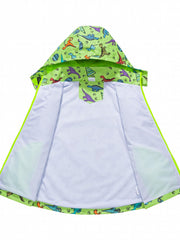 Boys Dinosaur Raincoat Jacket with Removable Hood