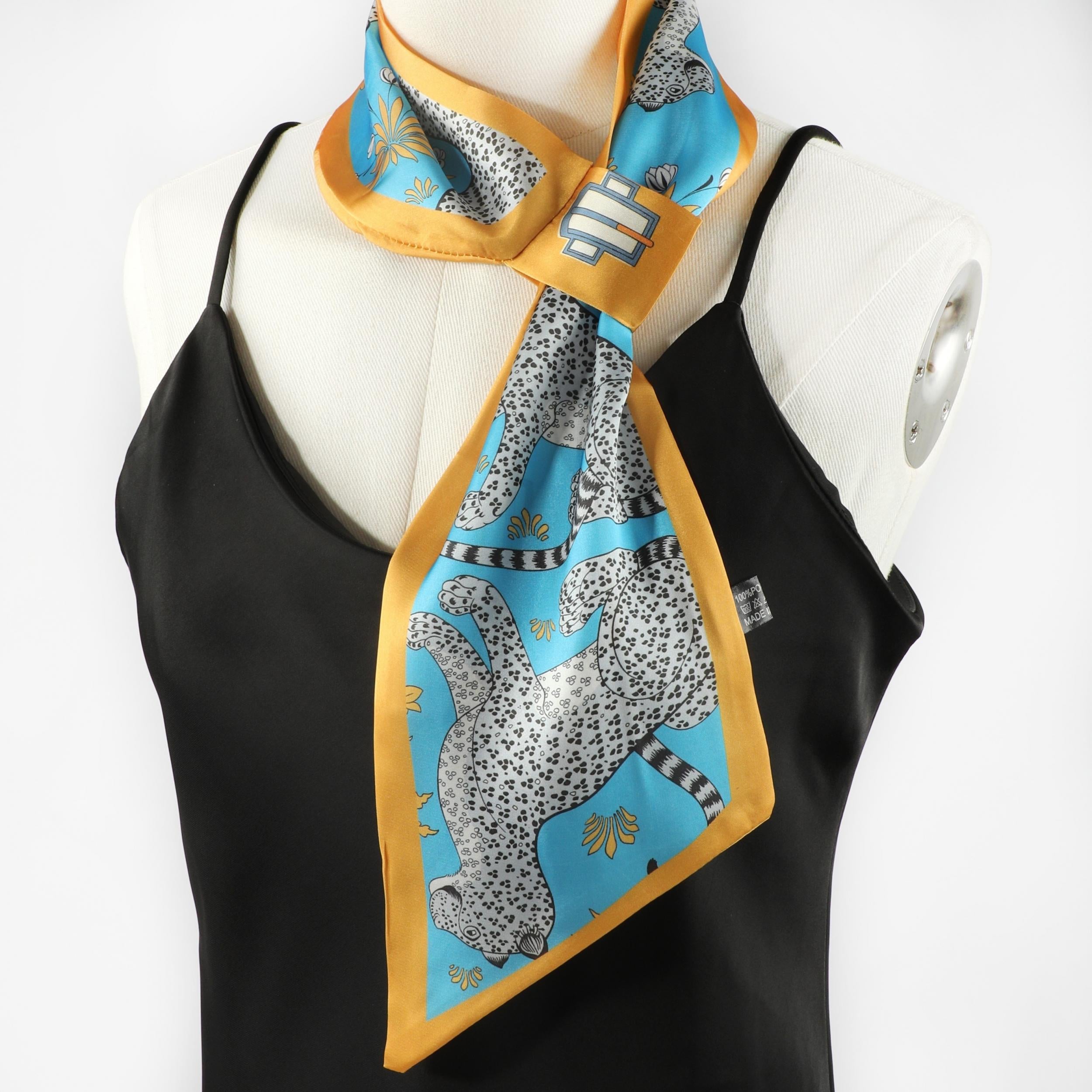Animal Pattern Neck Scarf Small Shawl Hair Wrap Ribbon Scarf for Women