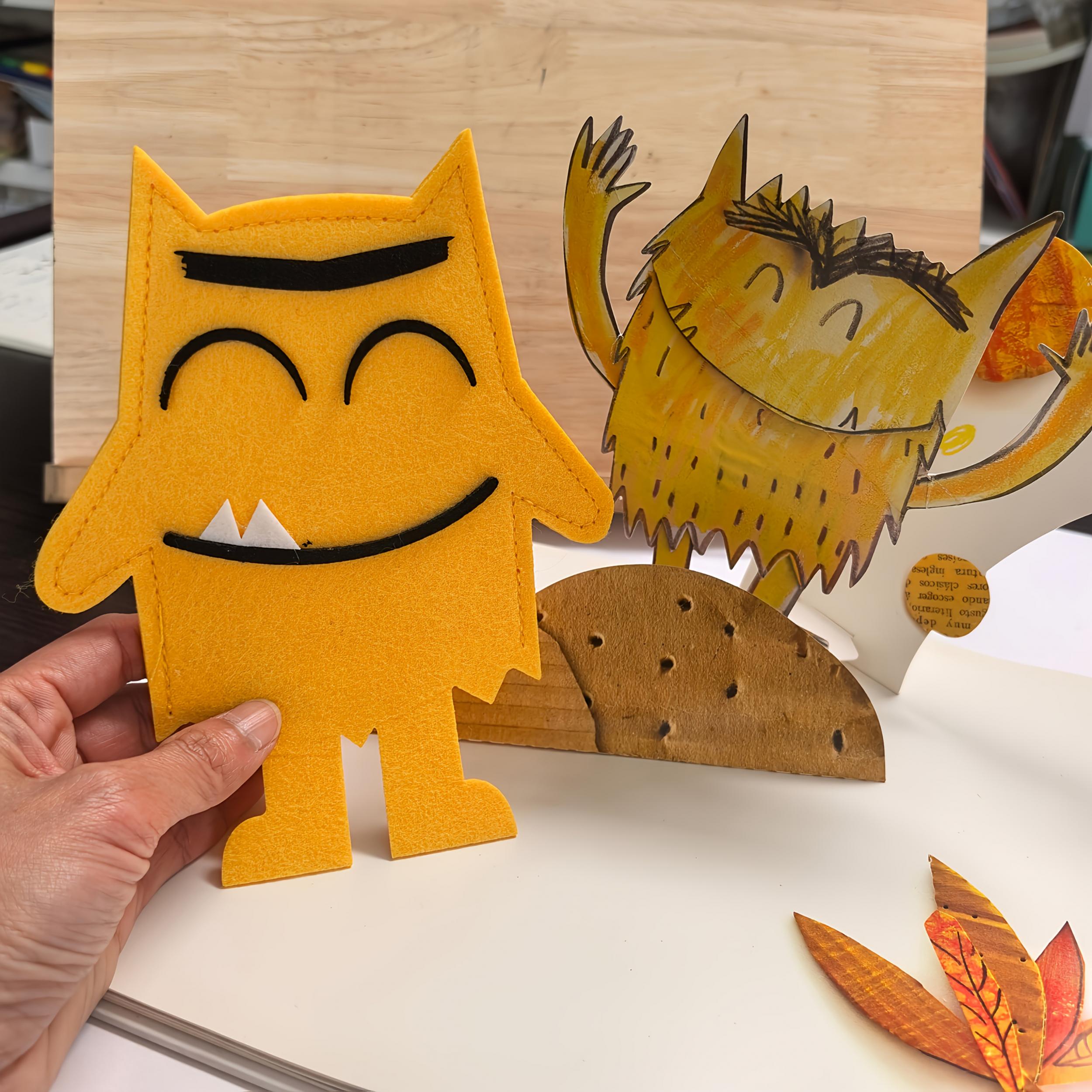 14pcs Monster Felt Puppet English Book Emotional Recognition Props