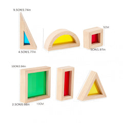 Rainbow Building Blocks Wooden Educational Toy for Kids Shape Recognition