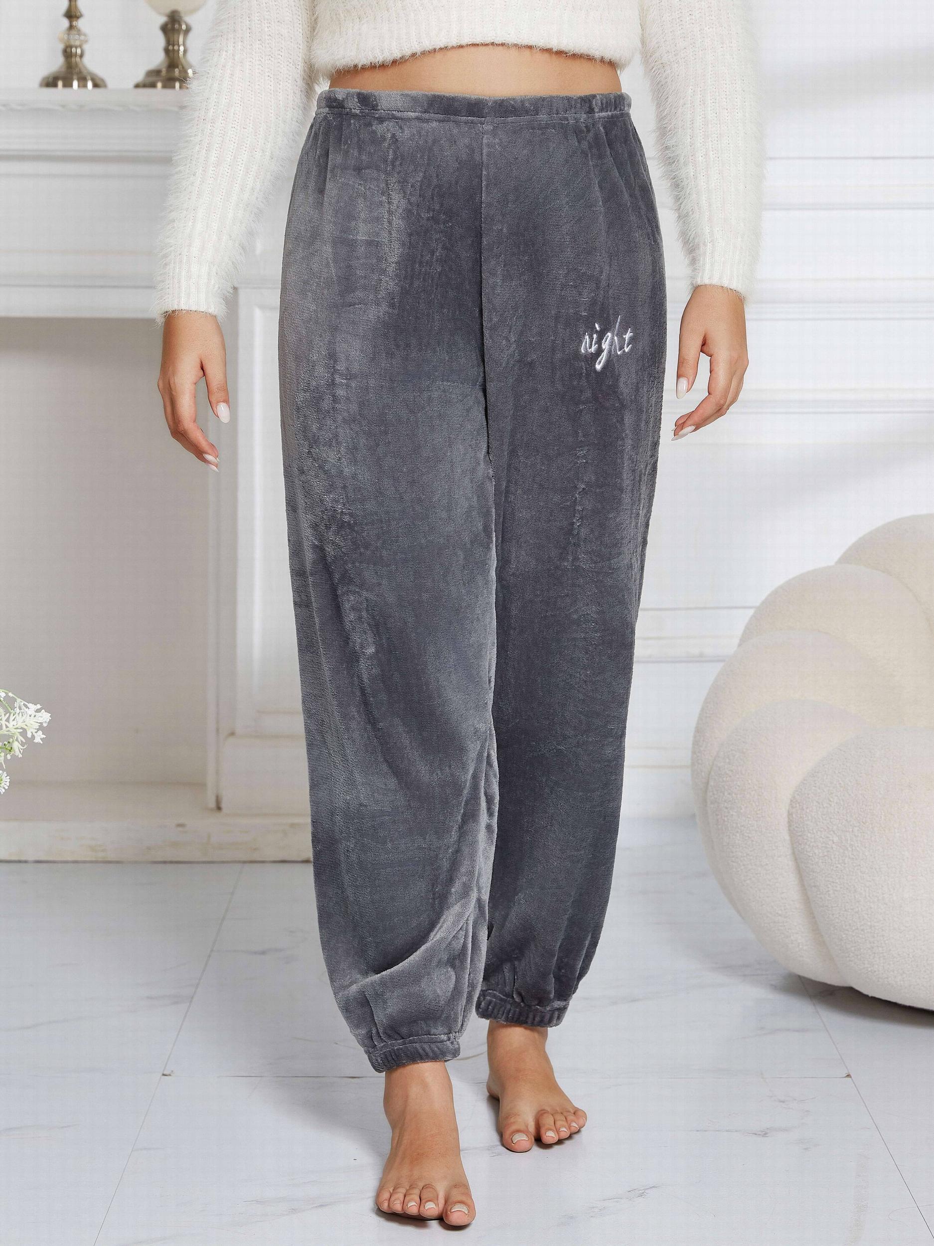 Women's Plus Size Embroidered Flannel Joggers
