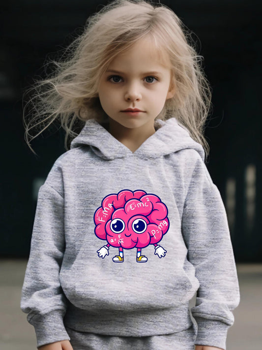 Cartoon Math Brain Pattern 2pcs Breathable Activewear Sets for Girls