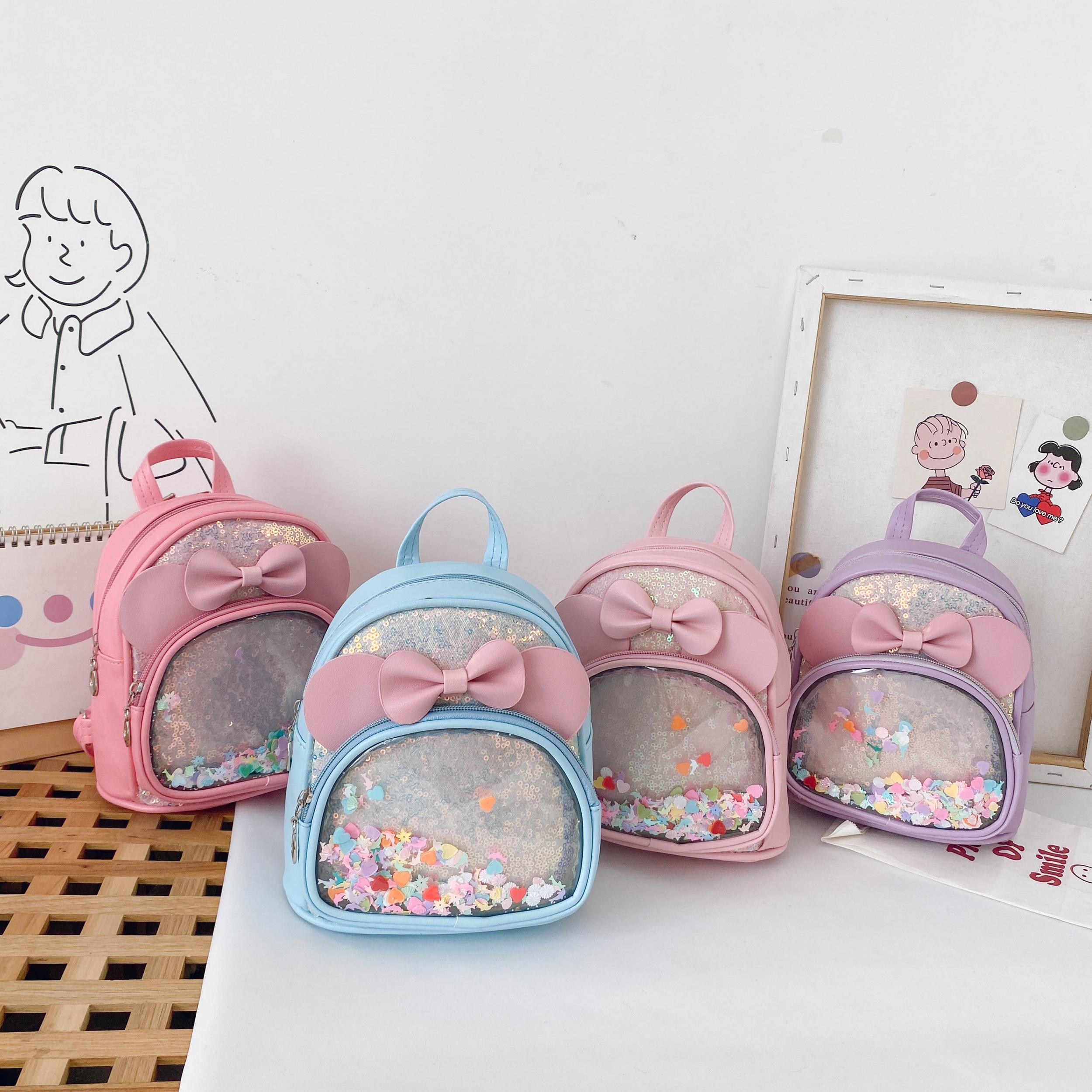 Girls' Jelly Backpack with Sequined Bow