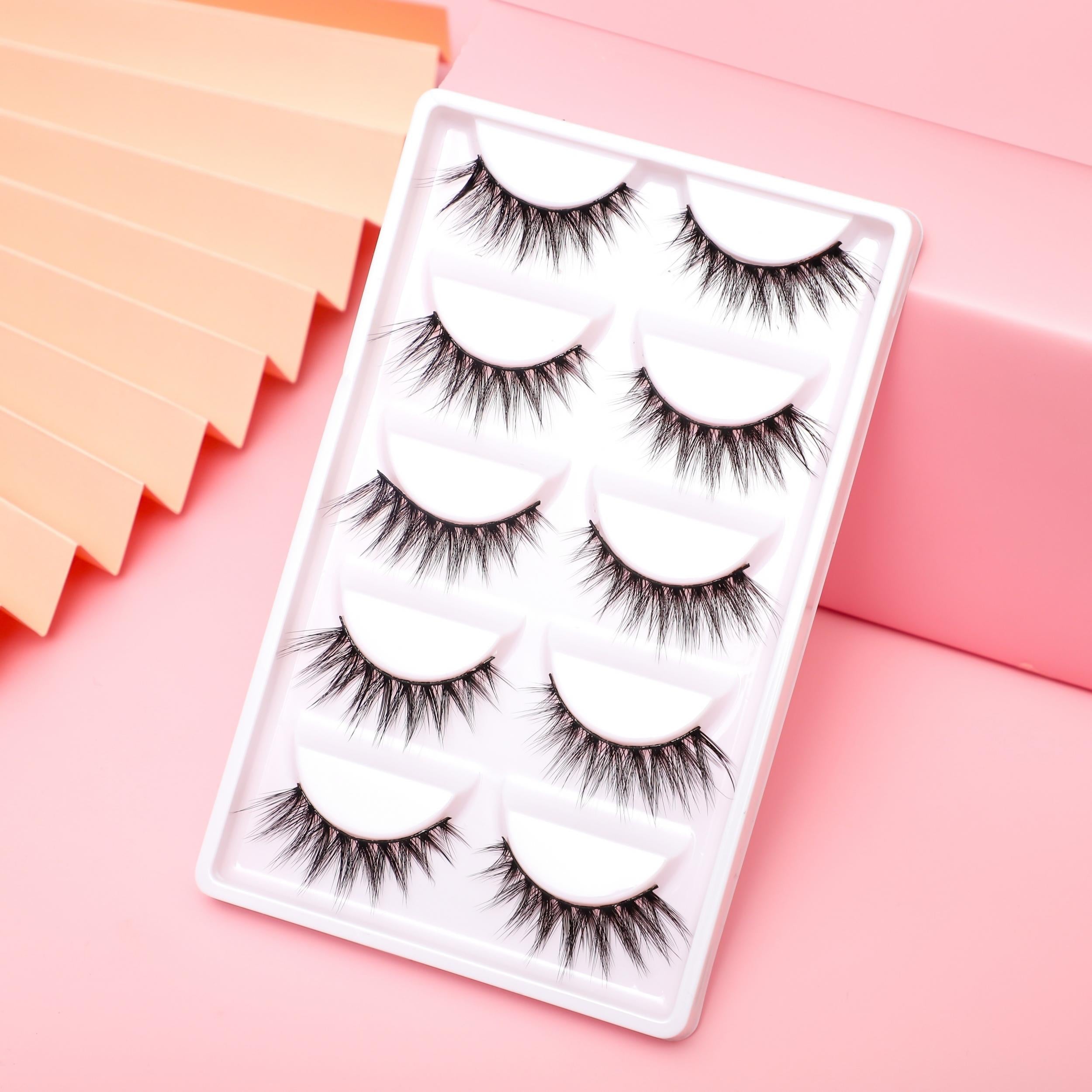 5 Pairs 3D Curling Realistic Slender Thick Enlarged False Eyelashes
