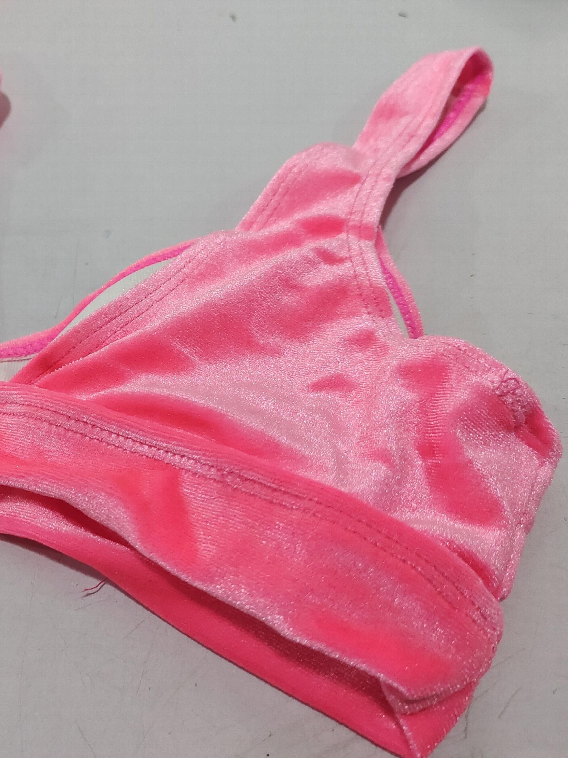 Striped Embossed V Neck Bikini Set High Cut Swimsuit Women's Swimwear