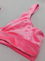 Striped Embossed V Neck Bikini Set High Cut Swimsuit Women's Swimwear