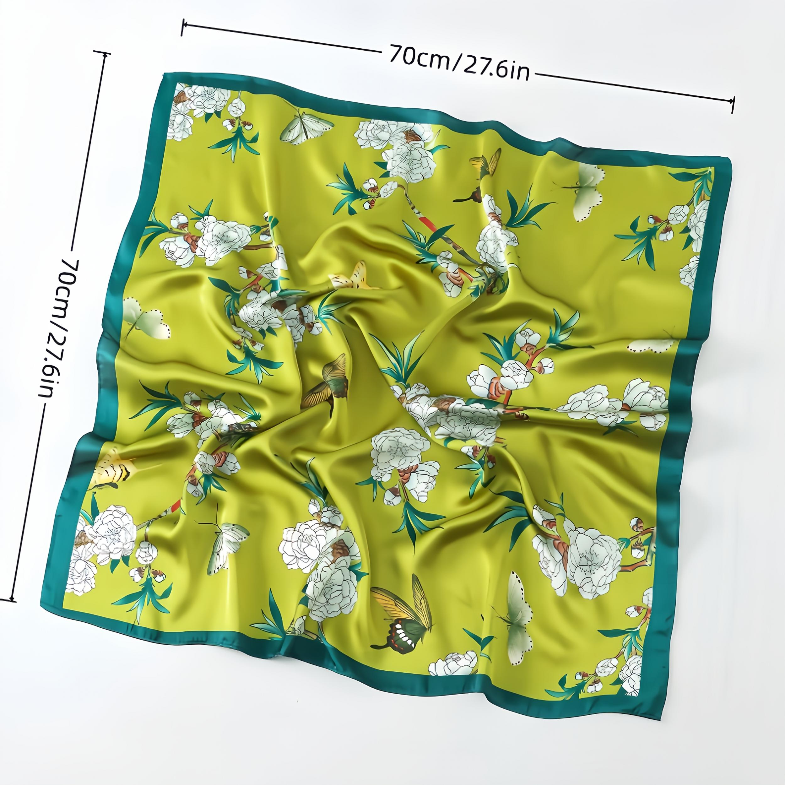 Floral Butterfly Double Sided 70 Breathable Silk Scarf