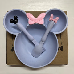 3pcs Kids Wheat Straw Dinner Plate Set Non-toxic Dishwasher Safe BPA Free