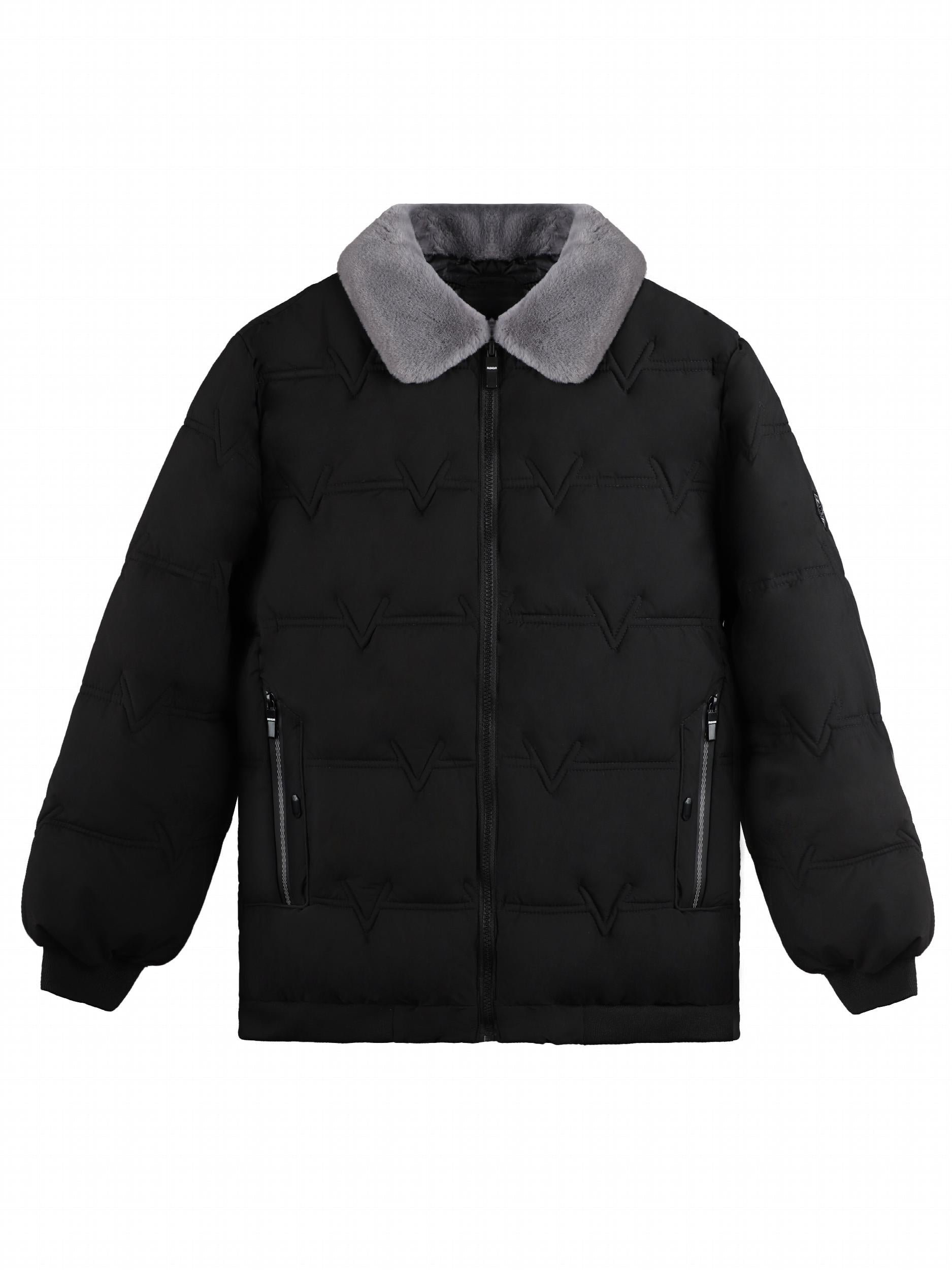 Men's Warm Zipper Pocket Jacket with Fur Collar