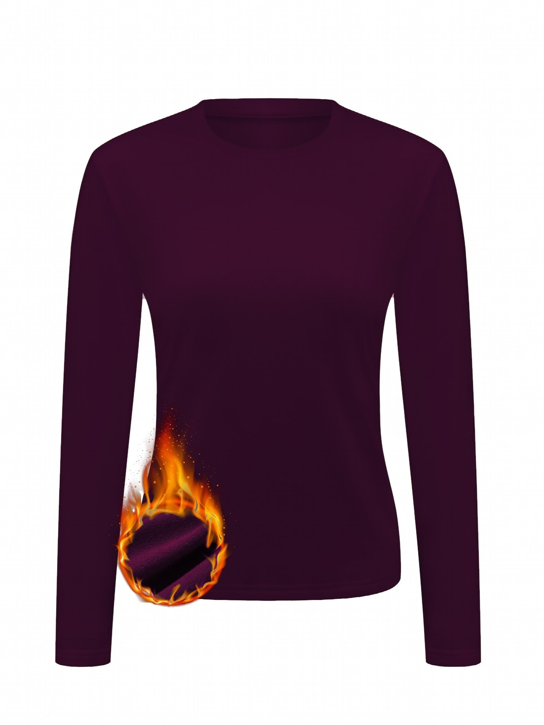 Soft Thermal Underwear Top Solid Long Sleeve Women's Loungewear