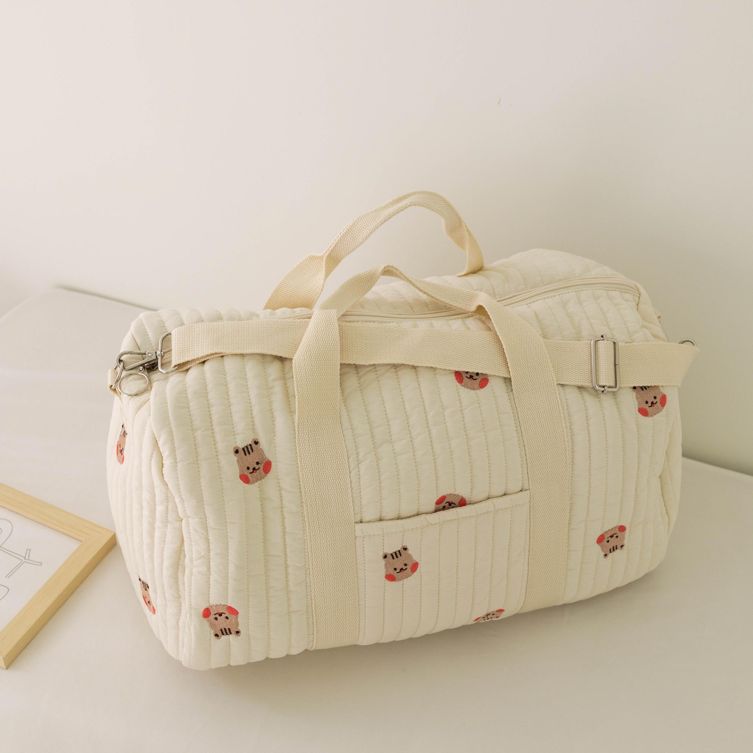 Embroidered Travel Bag for Stylish Moms - Large Capacity