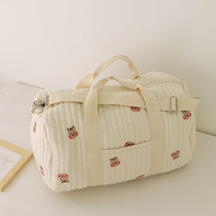 Embroidered Travel Bag for Stylish Moms - Large Capacity