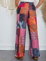  Boho Pants Women's Elastic Drawstring Wide Leg Trousers