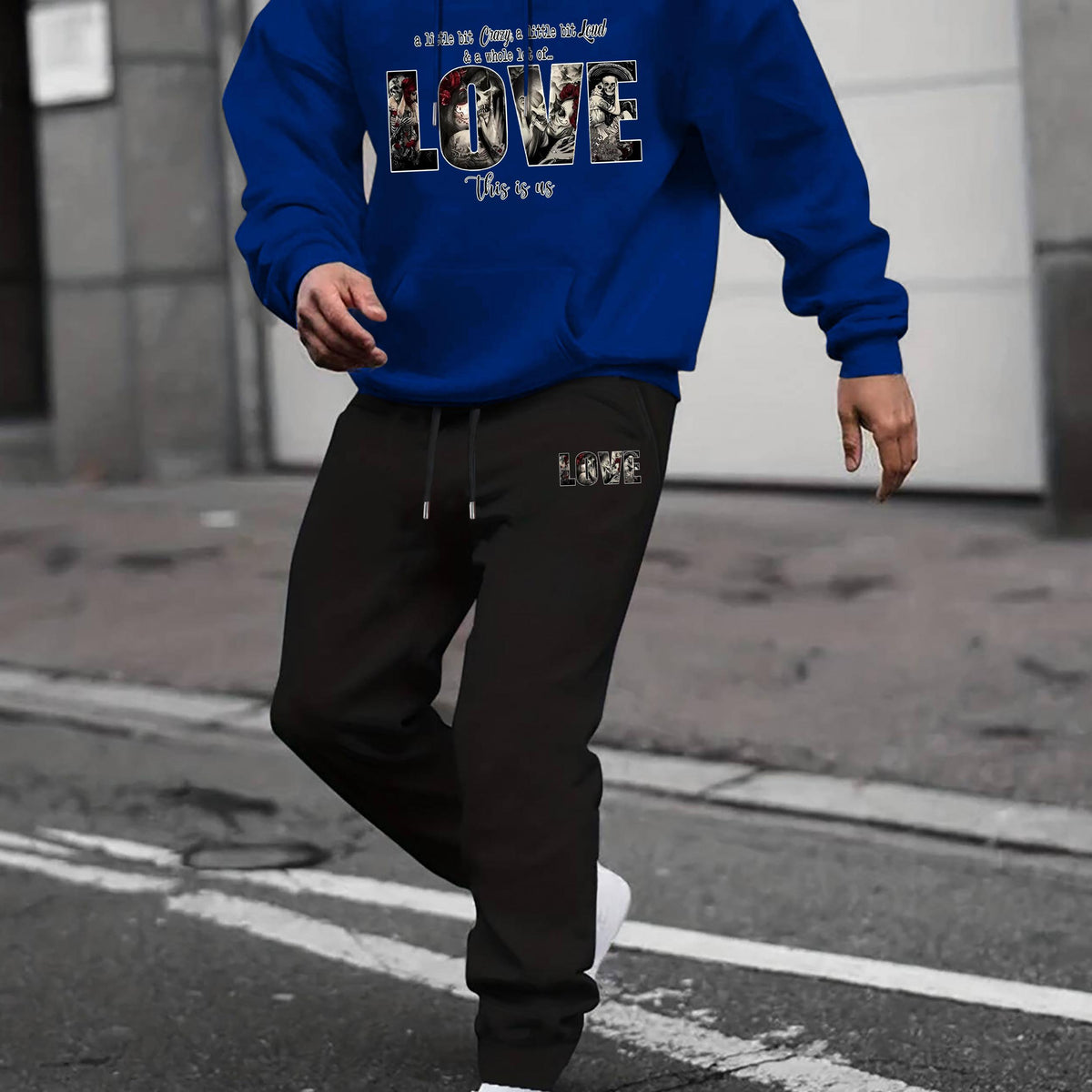 Men's Casual Long Sleeve T Shirt Hooded Sweatshirt & Sweatpants Set