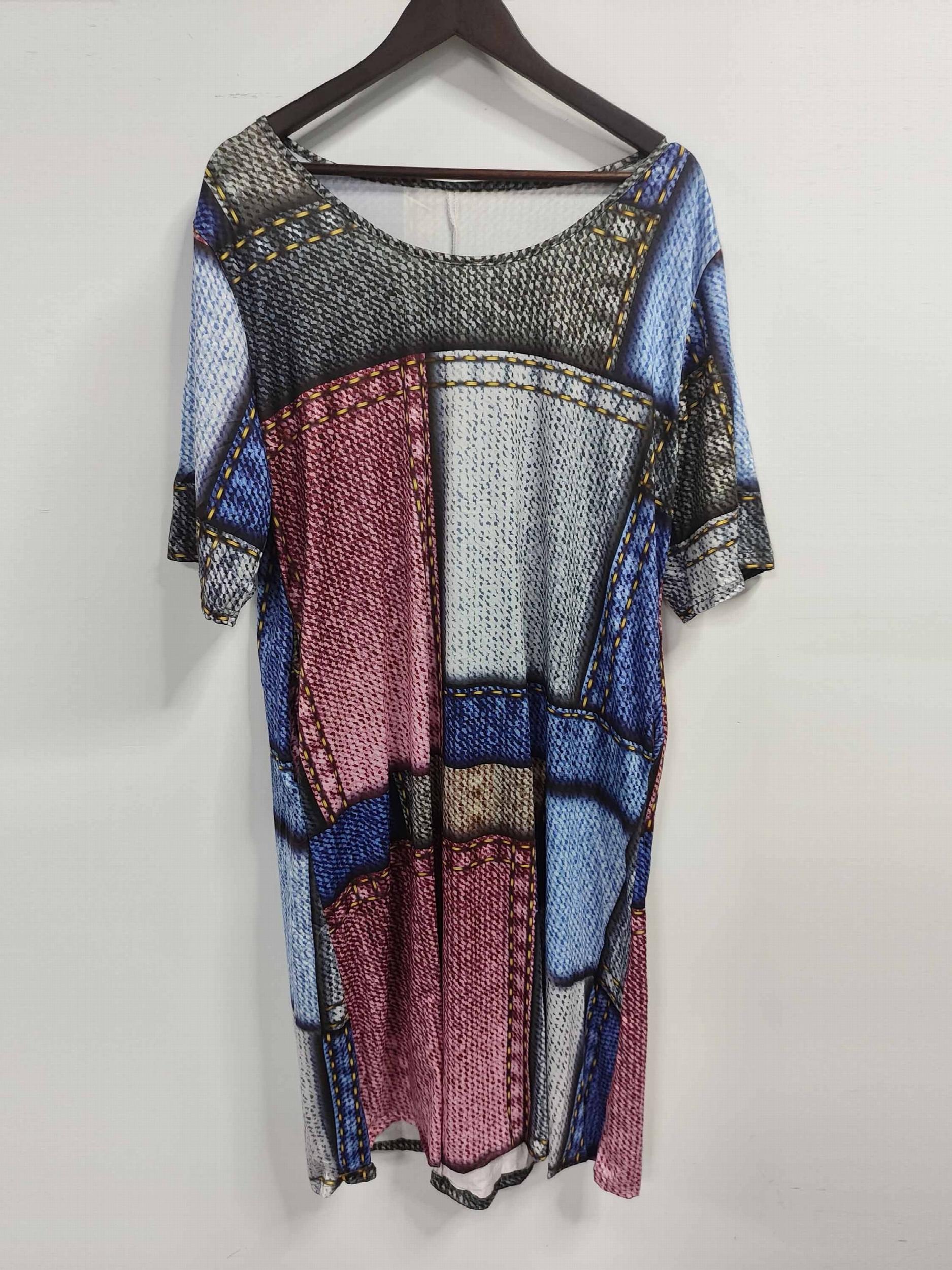  Colorblock Short Sleeve Tee Dress With Pockets