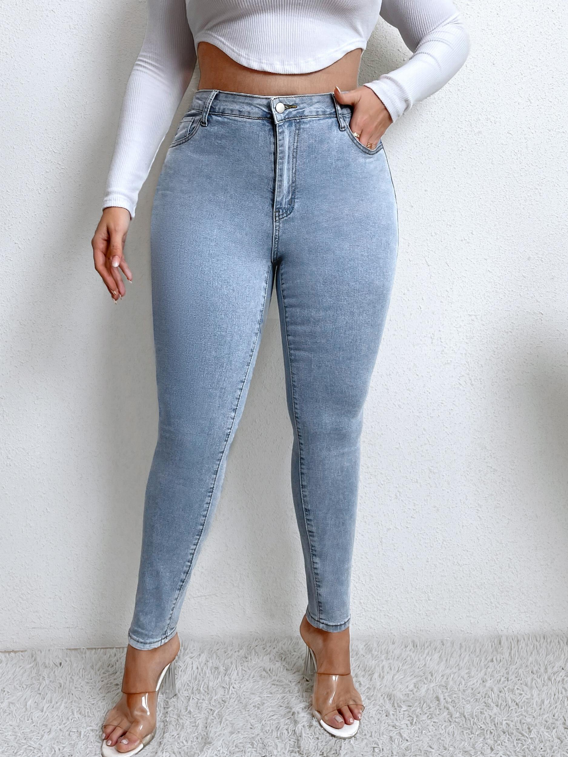Women's Plus Button Fly High Rise Skinny Jeans