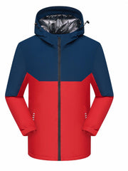  Colorblock Long Sleeve Zip Up Hooded Winter Jacket