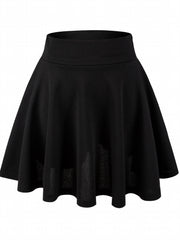 Kpop Solid High Waist Skater Skirts Casual Pleated Comfy Mini Skirts