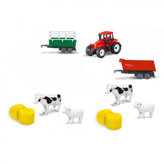 25pcs DIY Farm Toy Set with Cowshed Carport Tractor Animals Tools Fence