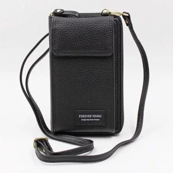 Litchi Pattern Mobile Phone Bag PU Zipper Single-Shoulder Women's Bag