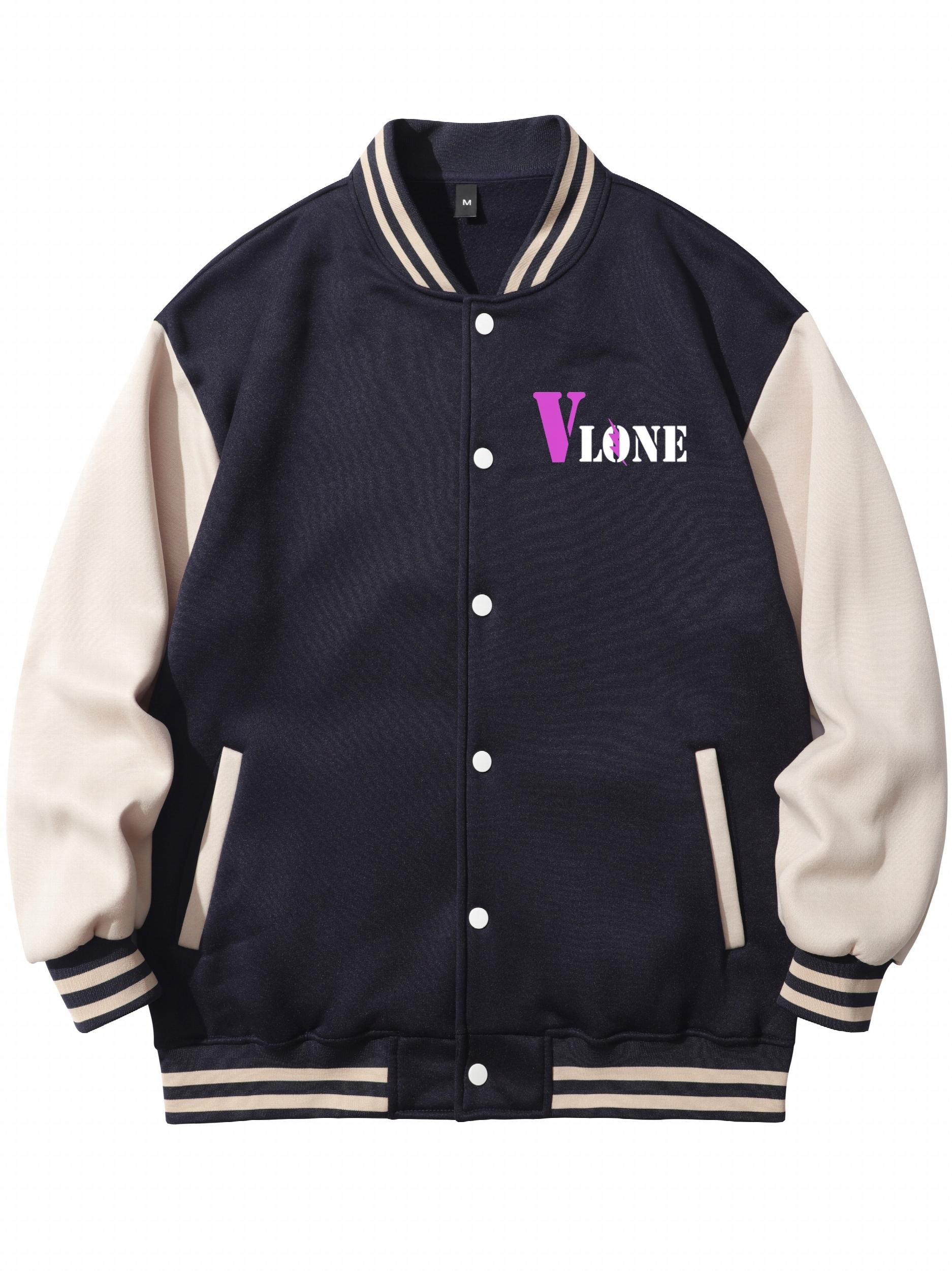 Butterfly Pattern Varsity Jacket Men's Block Button Up Jacket