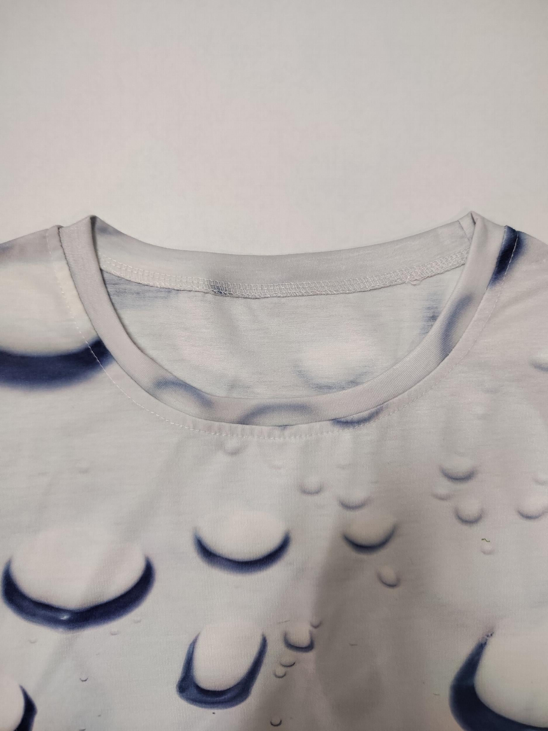 Water Drop 3D Pattern Print Men's Gradient Short Sleeve T shirt