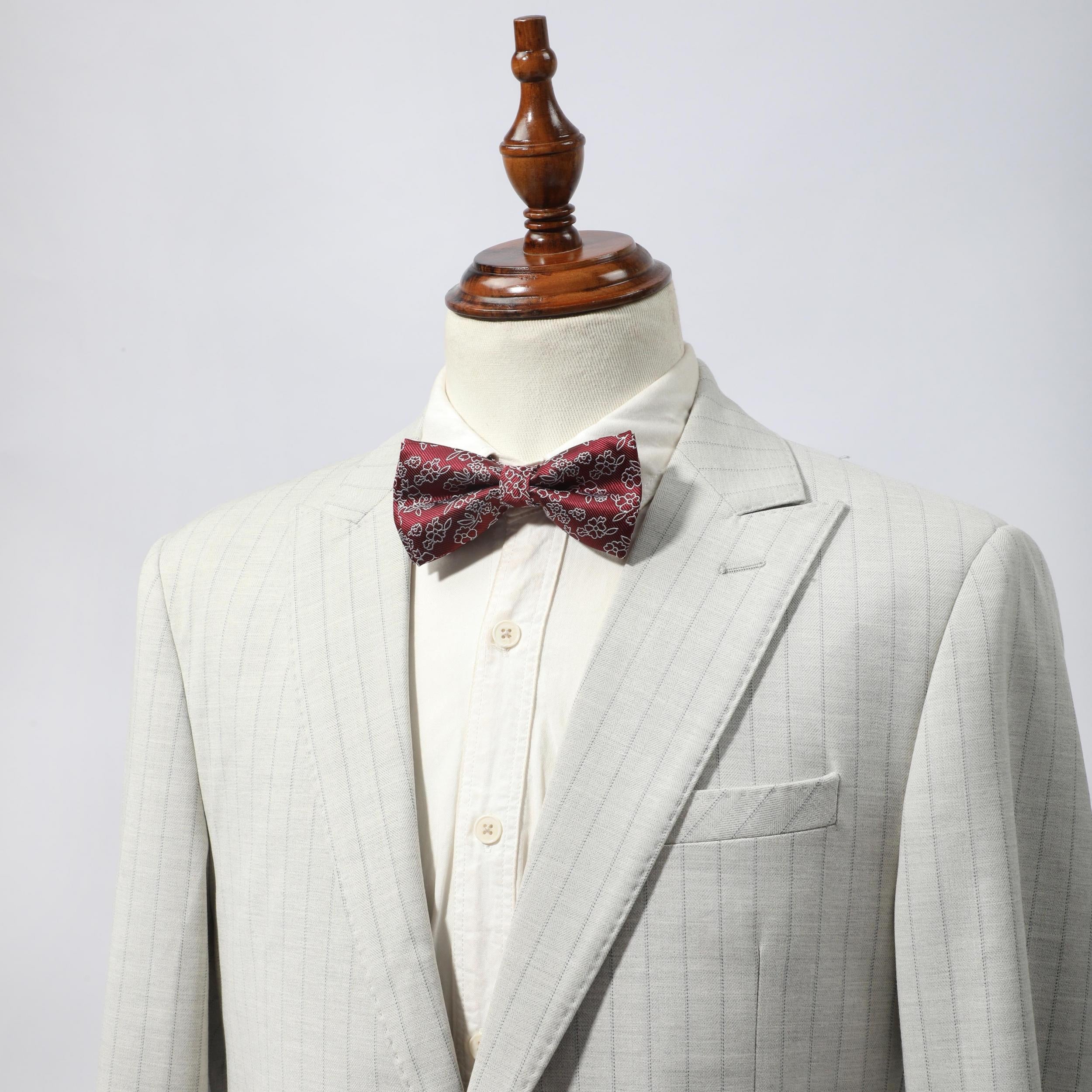 2pcs Men's Floral Necktie Bow Tie Set for Wedding