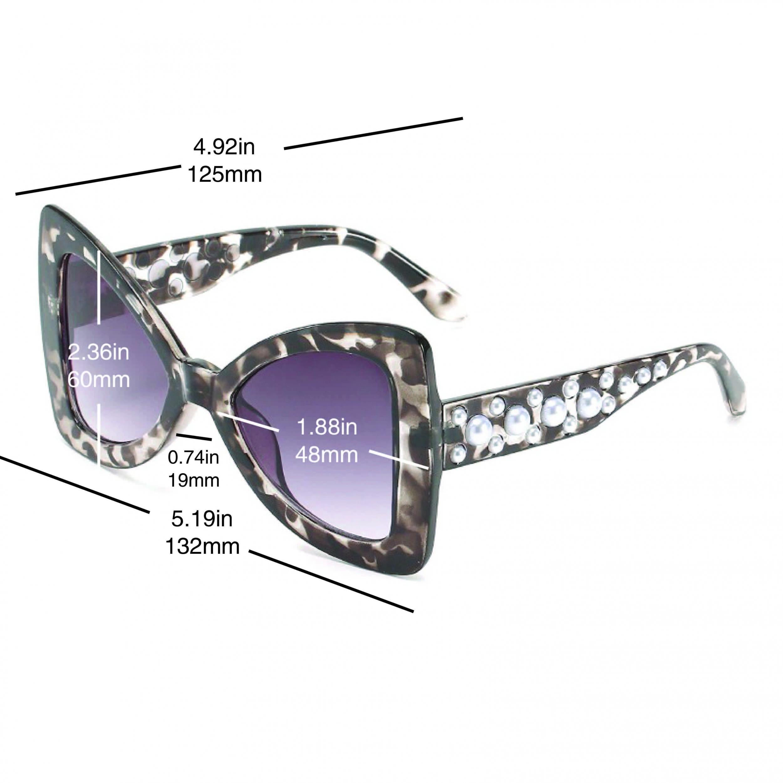 Y2K Butterfly Triangle Sunglasses with Faux Pearl Gradient UV400
