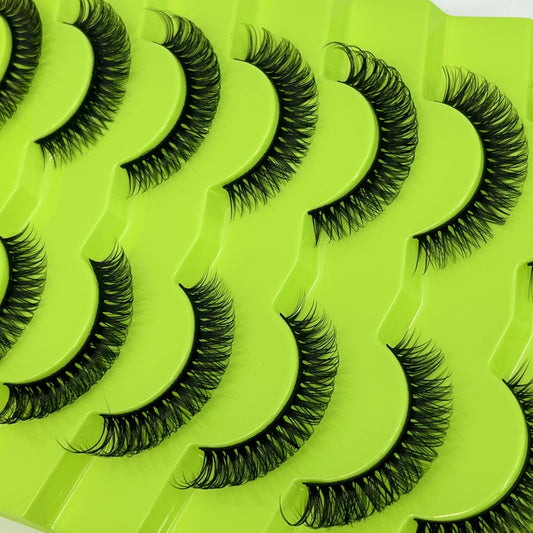 7 Pairs Natural Look D Curling False Eyelashes 6 9mm Fluffy Faux Mink