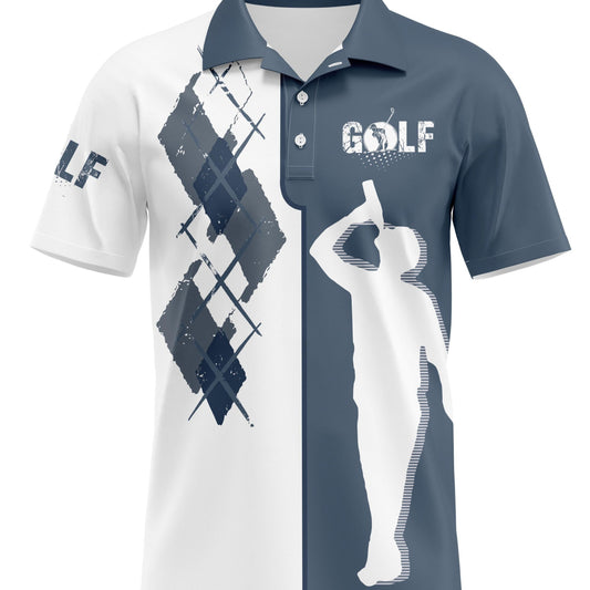Men's Casual Golf Print Short Sleeve Shirt