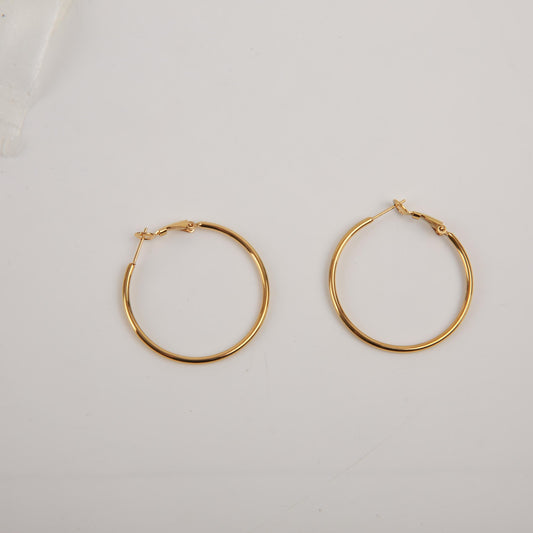 Golden Silvery Circle Earrings Minimalist Jewelry for Girls