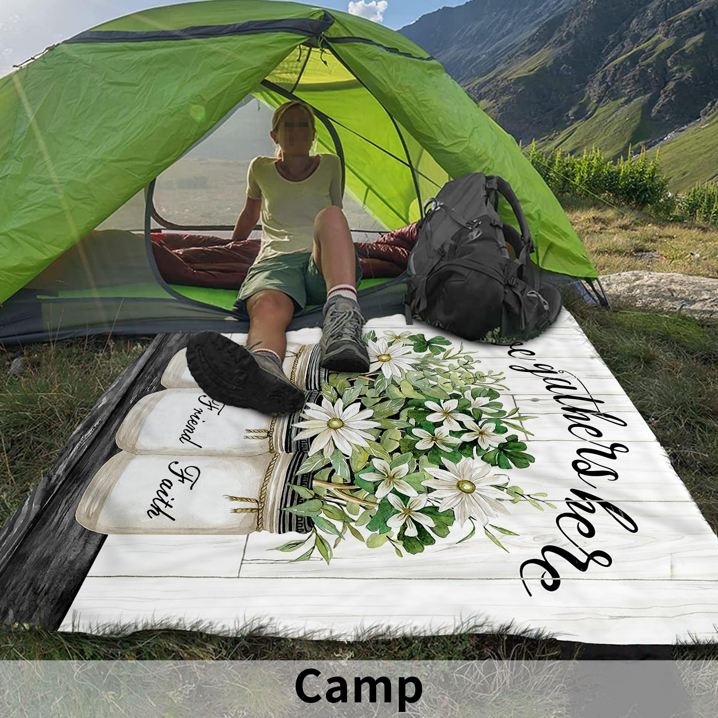 Wooden Board Vase Print Camping Mat, Waterproof Sandproof