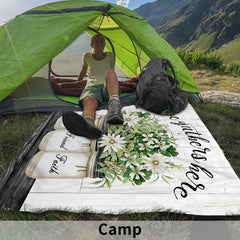 Wooden Board Vase Print Camping Mat, Waterproof Sandproof